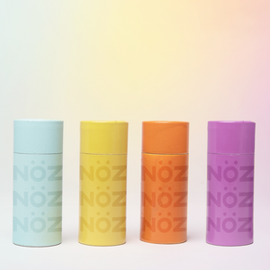 Nöz vegan, cruelty free spf in the shades blue, orange, yellow and purple